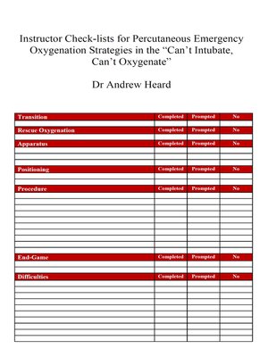 cover image of Instructor Check-lists for Percutaneous Emergency Oxygenation Strategies in the "Can't Intubate, Can't Oxygenate" Scenario